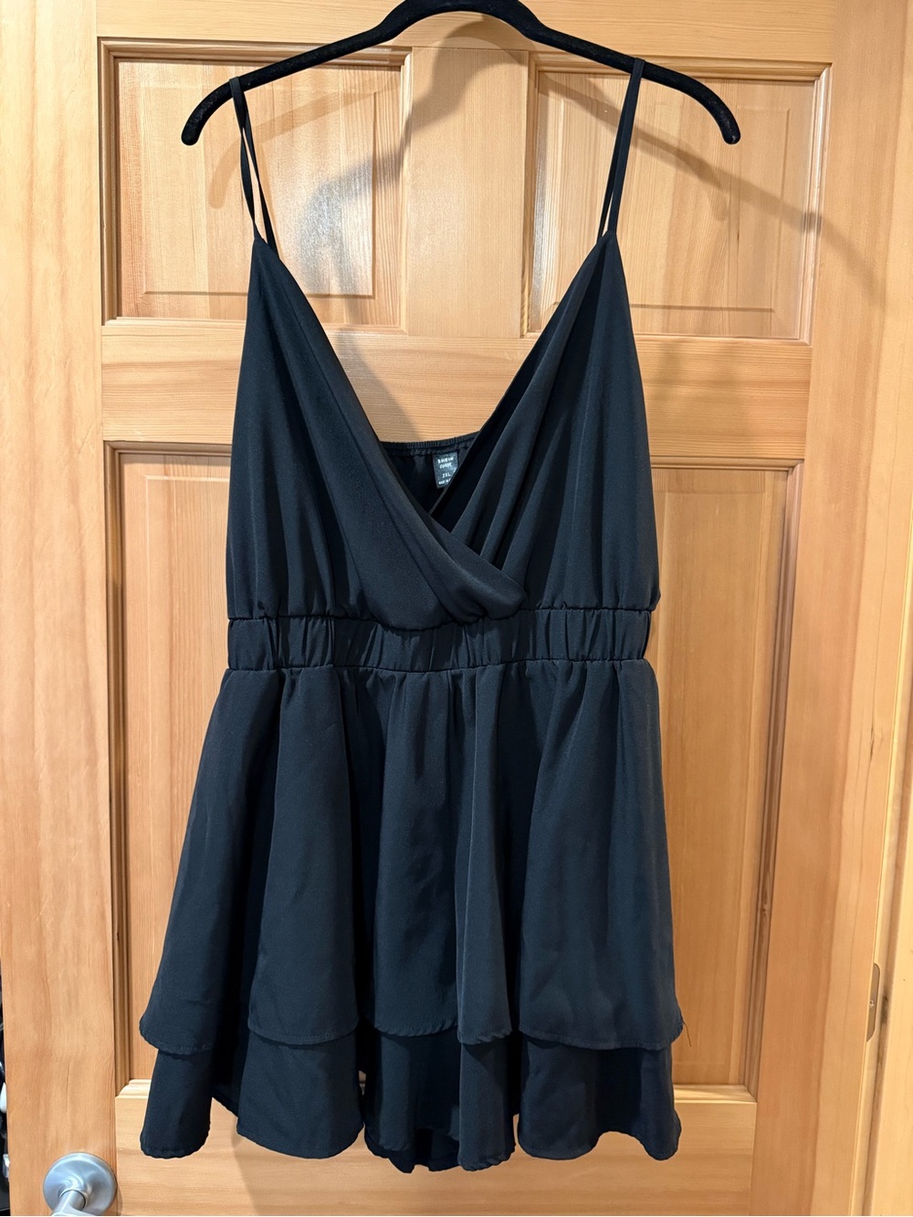 SHEIN Black Spaghetti Strap Romper Dress